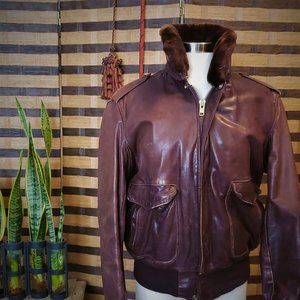 SCHOTT VTG Brown leather Bomber jacket 198…